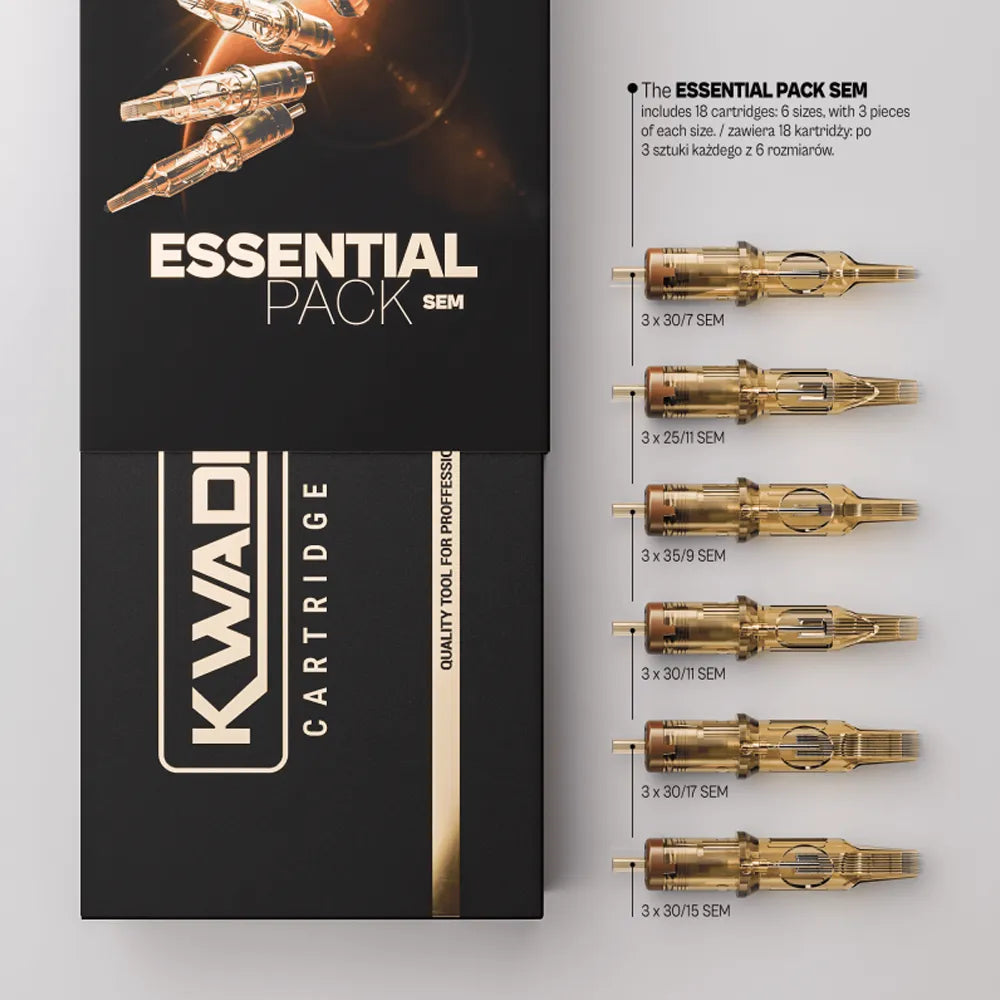 Kwadron Essential Pack Soft Edge Magnums:
3 × 30/7SEM
3 × 25/11SEM
3 × 35/9SEM
3 × 30/11SEM
3 × 30/17SEM
3 × 30/15SEM
