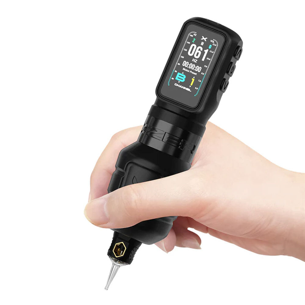 OZER X Channel wireless tattoo pen machine 4.2mm stroke with cartridge needle mounted