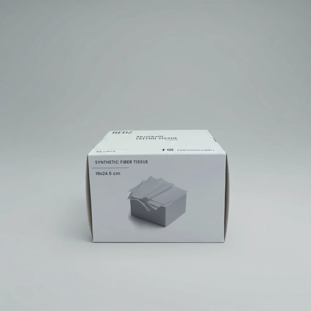 A white box of RED2 Synthetic Fiber Tissue, size 18x24.5 cm, shown on a plain white background.