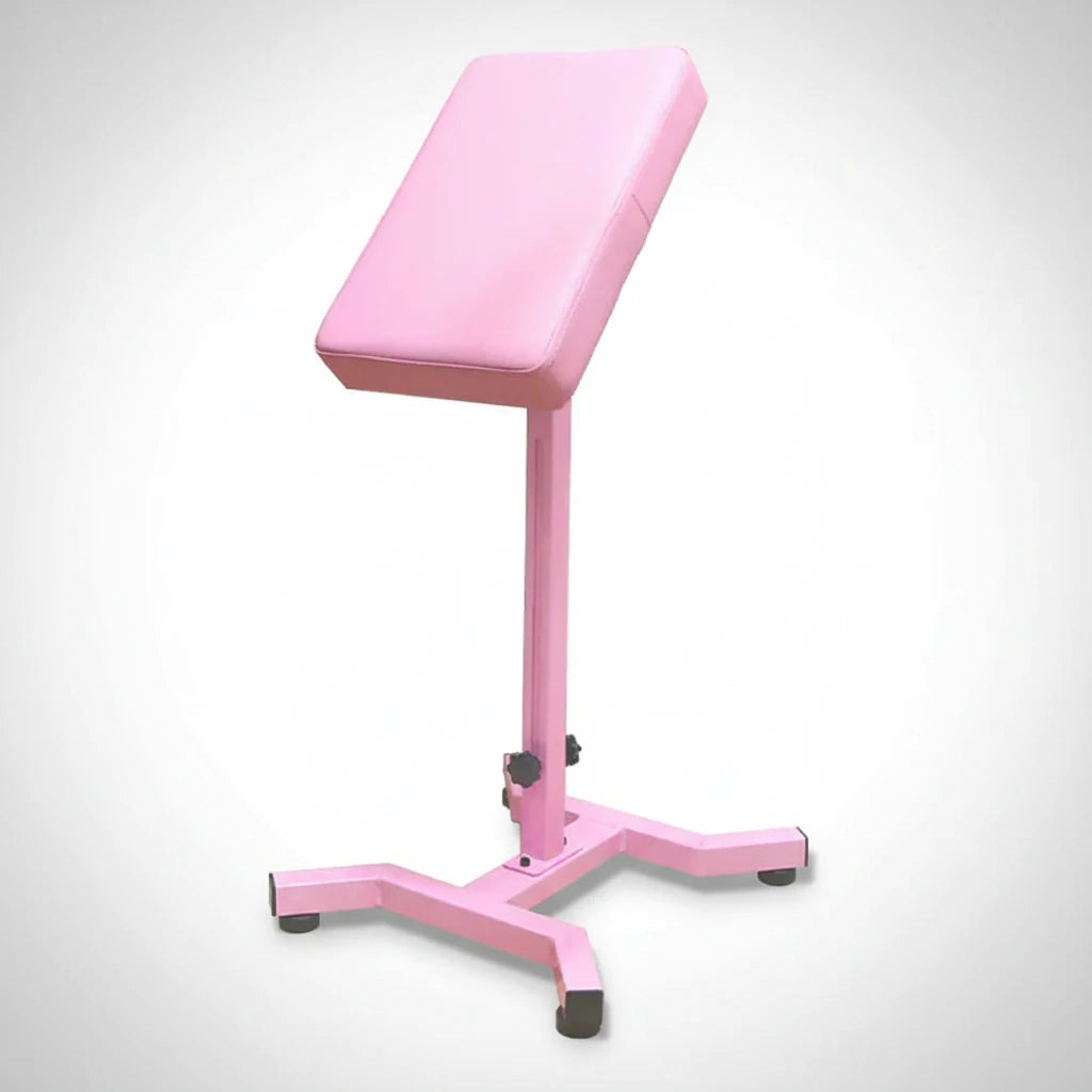 Pink adjustable arm rest on a white background
