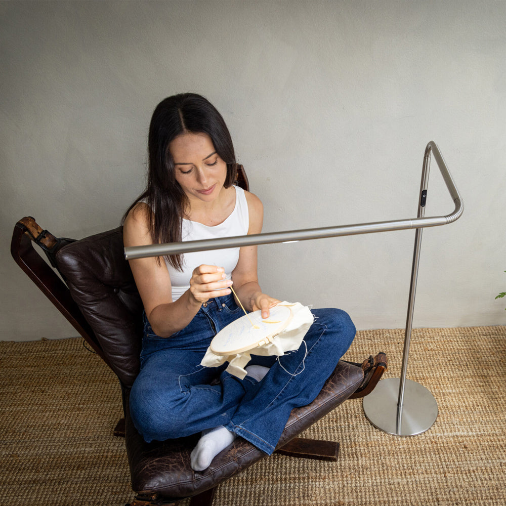 Slimline 4 Floor Lamp - Brushed Steel