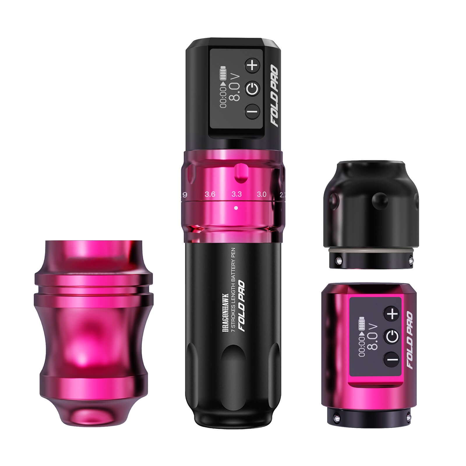 Dragonhawk Fold Pro Year of Dragon Edition Rotary Tattoo Machine Pen Wireless Professional Bundle | SET B