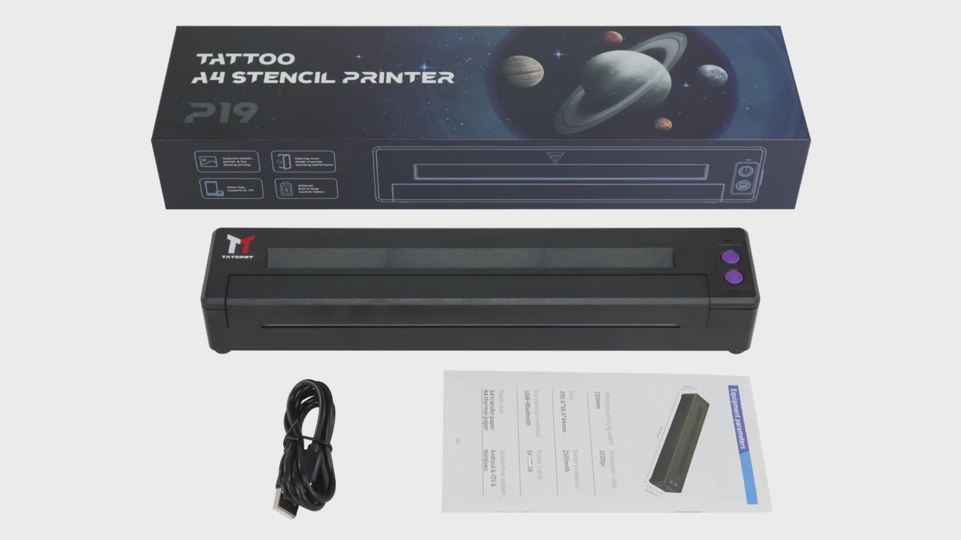 Load video: A4 Bluetooth Stencil Printer - Black